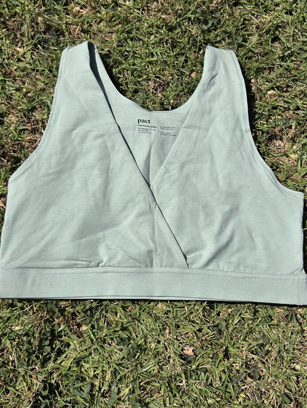 NWOT- Pact Organic Mint Green Seamless Bralette